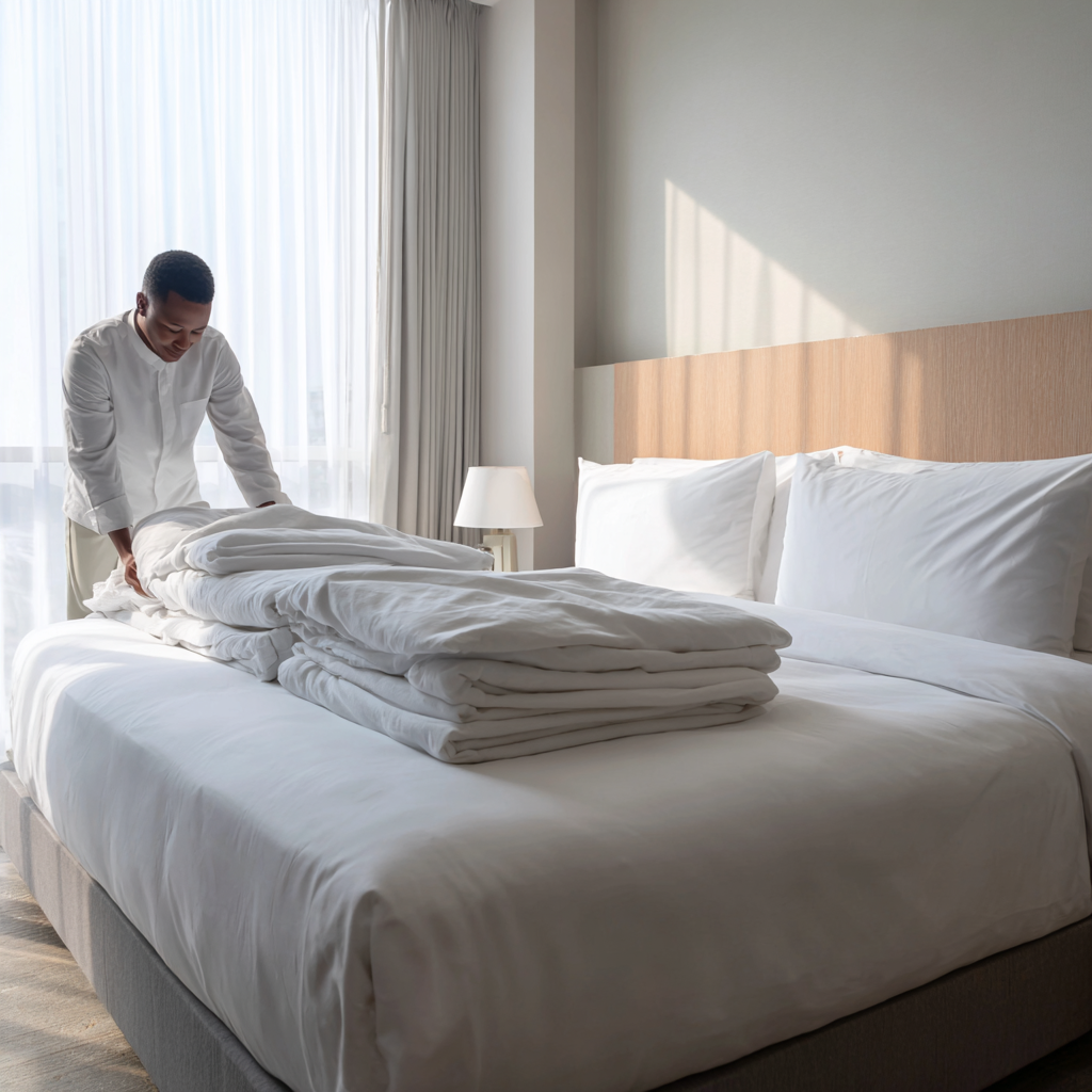 三珠株式会社のプロフェッショナルベッドメイク - ホテル品質で快適な睡眠環境を整備